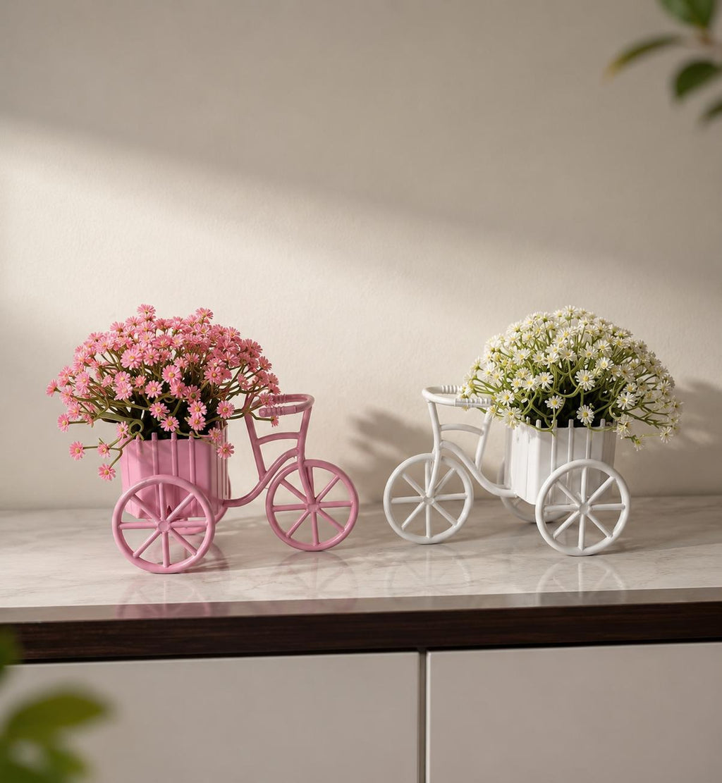 Bicycle flower planters.