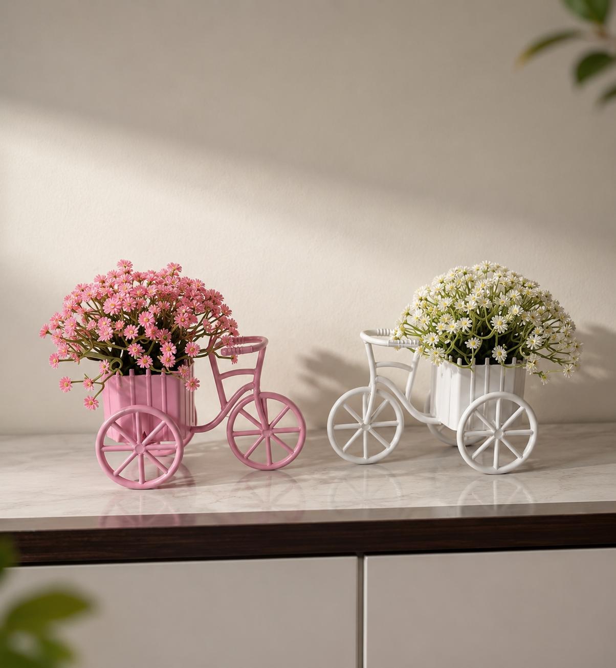 Bicycle flower planters.