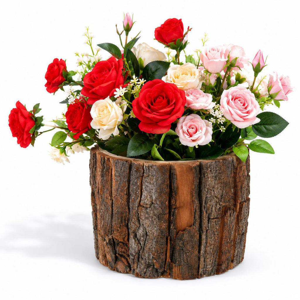 Rustic Wood Stump Planter