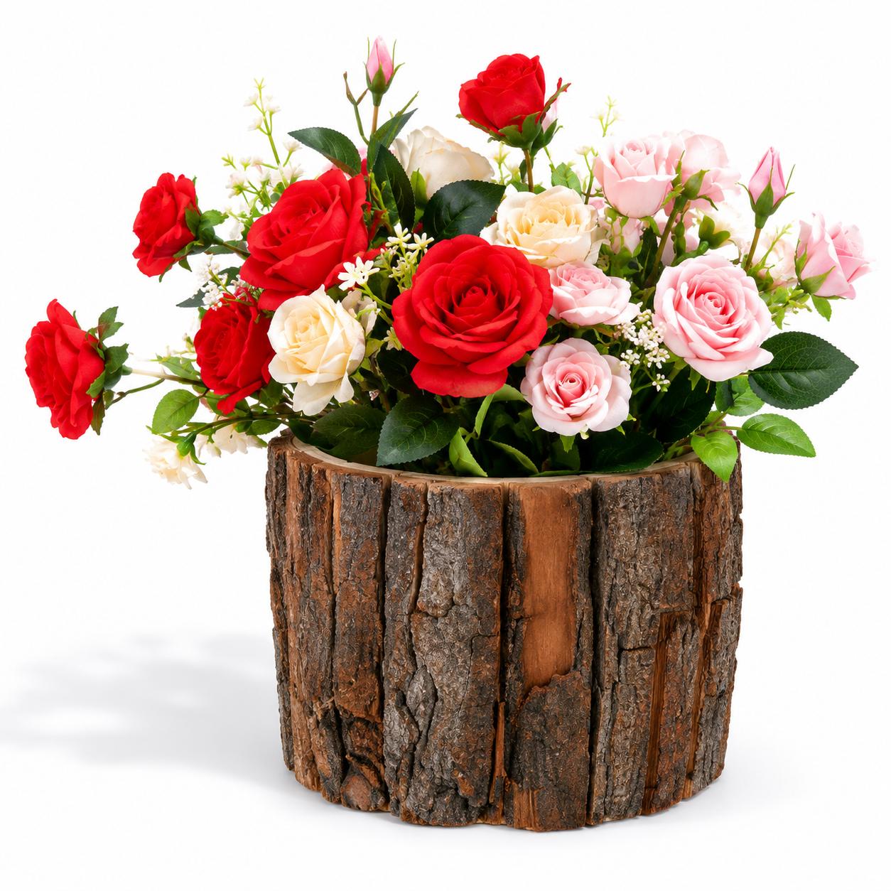 Rustic Wood Stump Planter