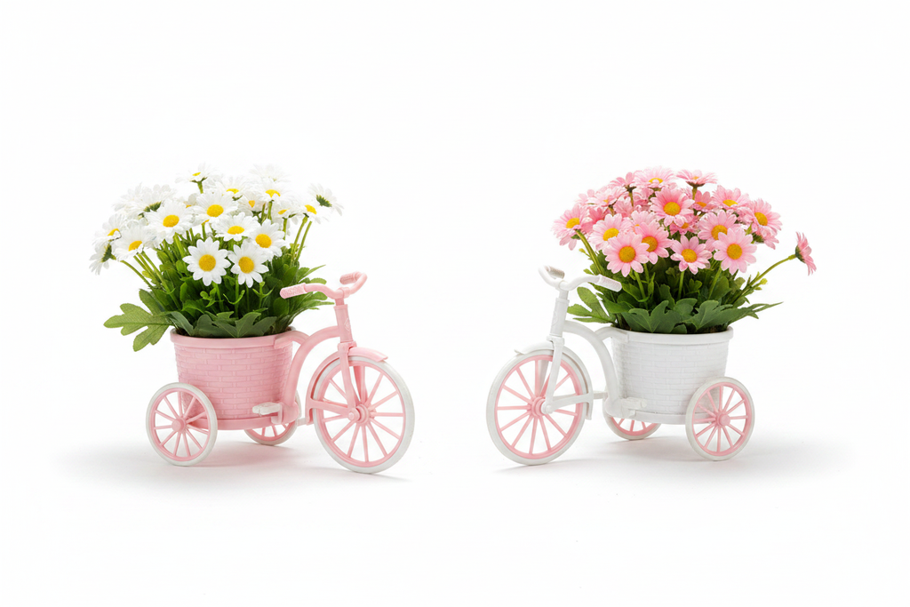 Bicicletas rosa y blanca