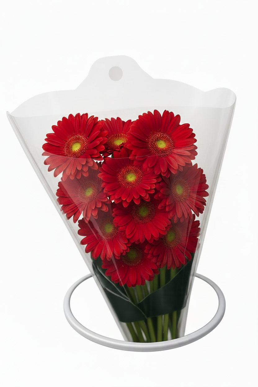 Bouquet gerberas rojas fondo blanco