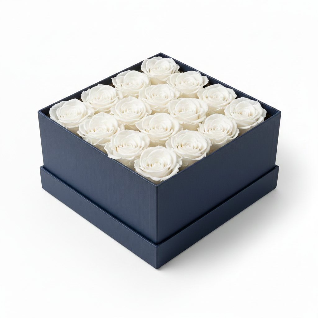 Caja de rosas blancas