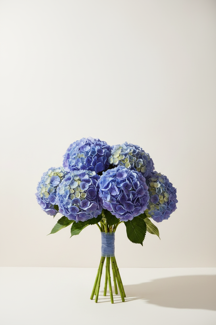 Hortensia azul fondo blanco