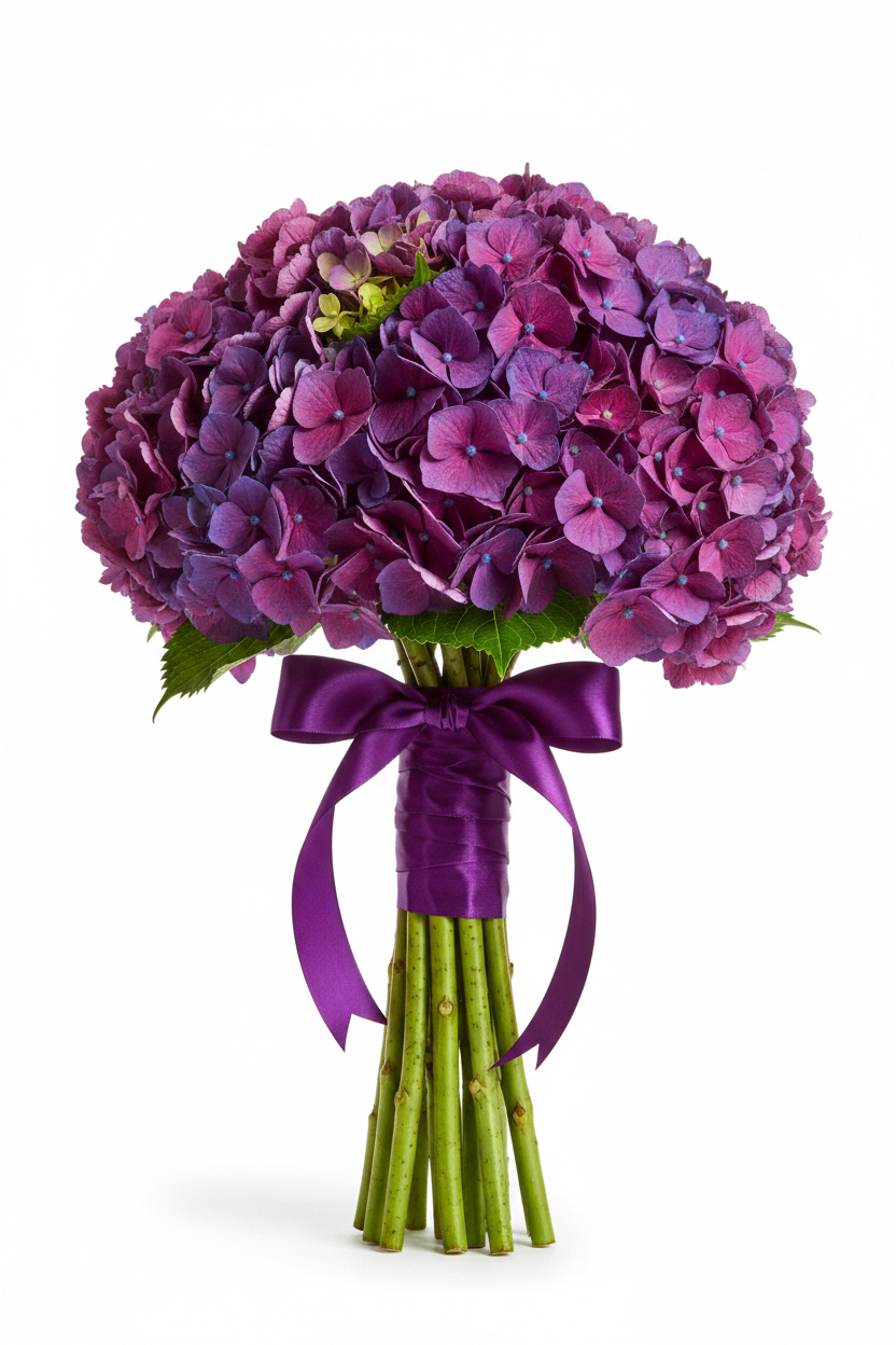 Hortensia morada fondo blanco