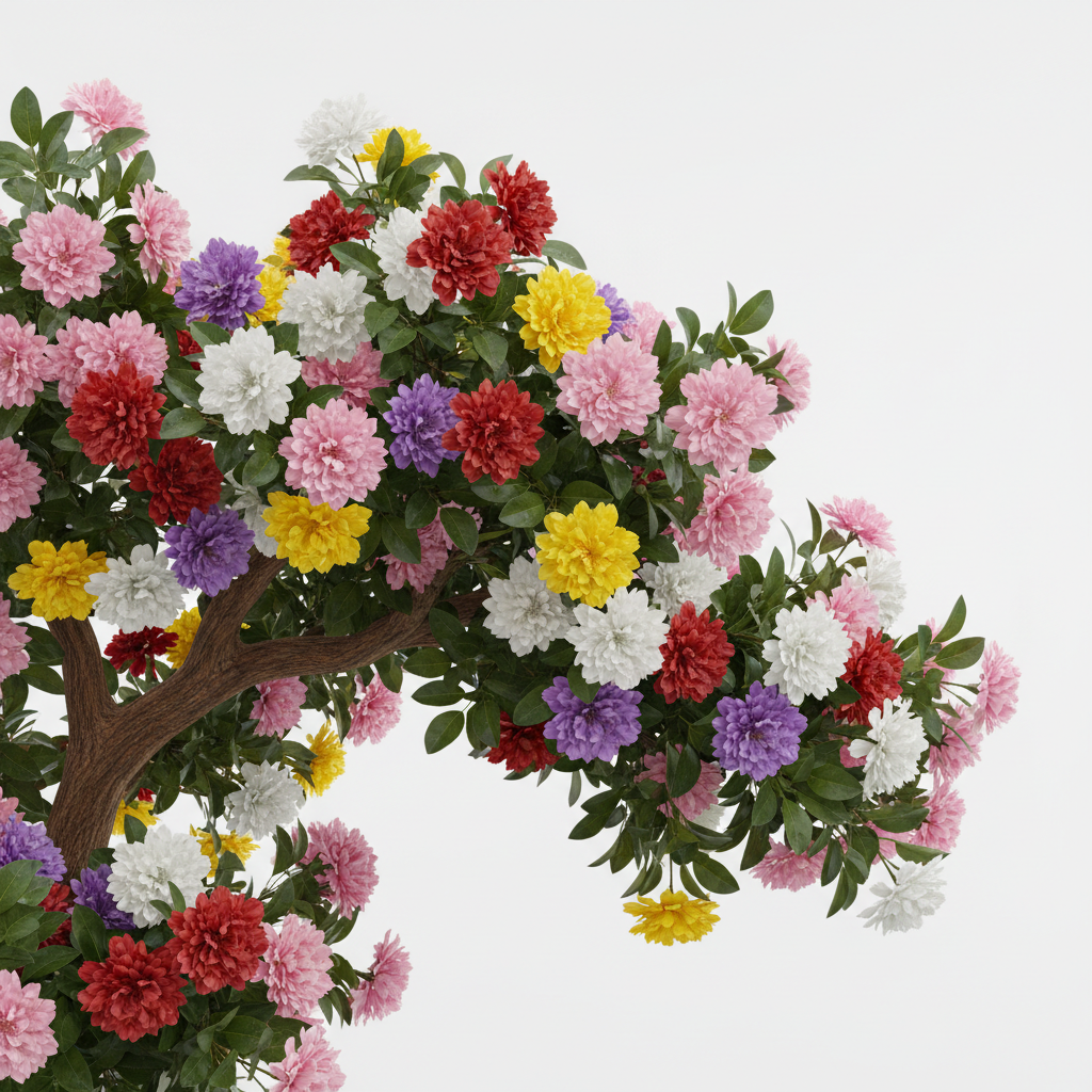 Large multicolor flower branch with vibrant blooms
