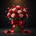 Romantic Valentine's Day bouquet with red and pink roses