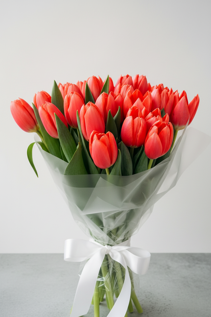 Ramo Completo de Tulipanes Rojos
