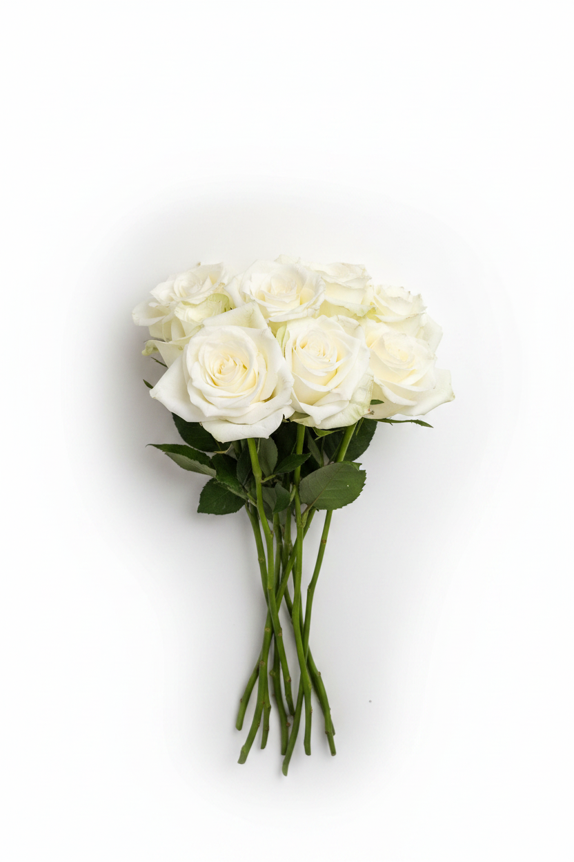 Rosas blancas tallo largo fondo blanco