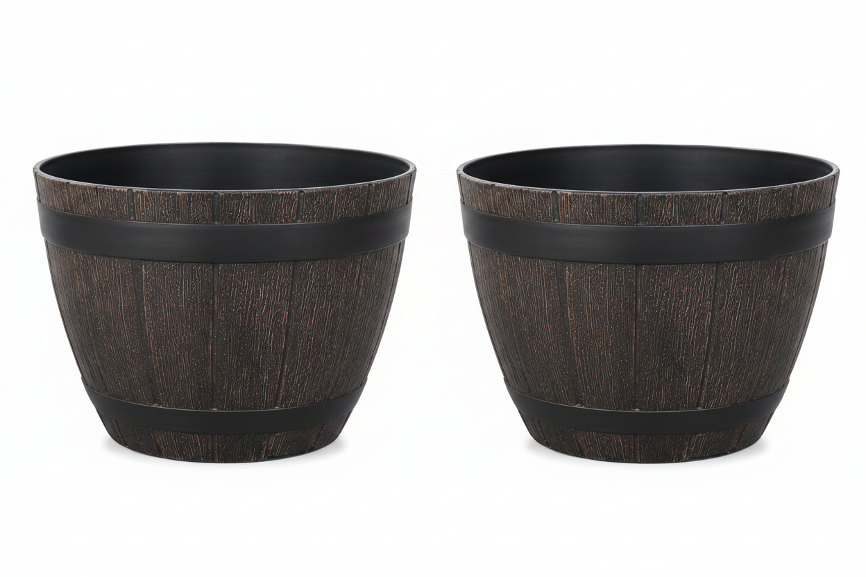 Rustic Barrel Planter - Par sin medidas