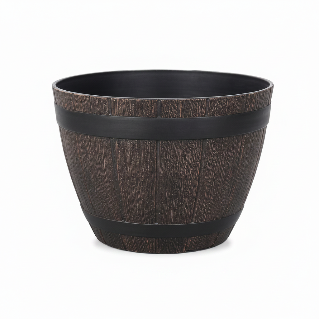 Rustic Barrel Planter - Sin medidas