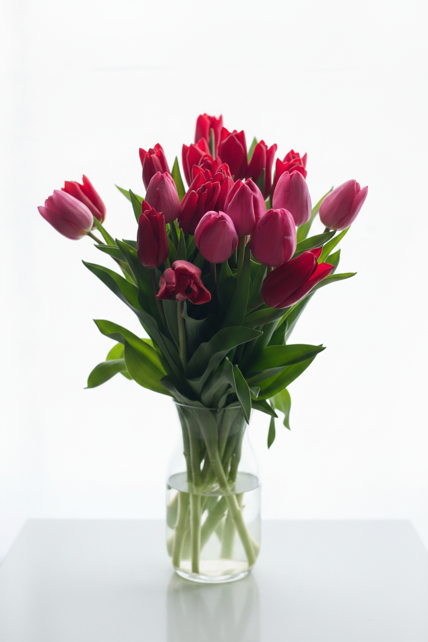 Tulipanes Rojo y Rosa